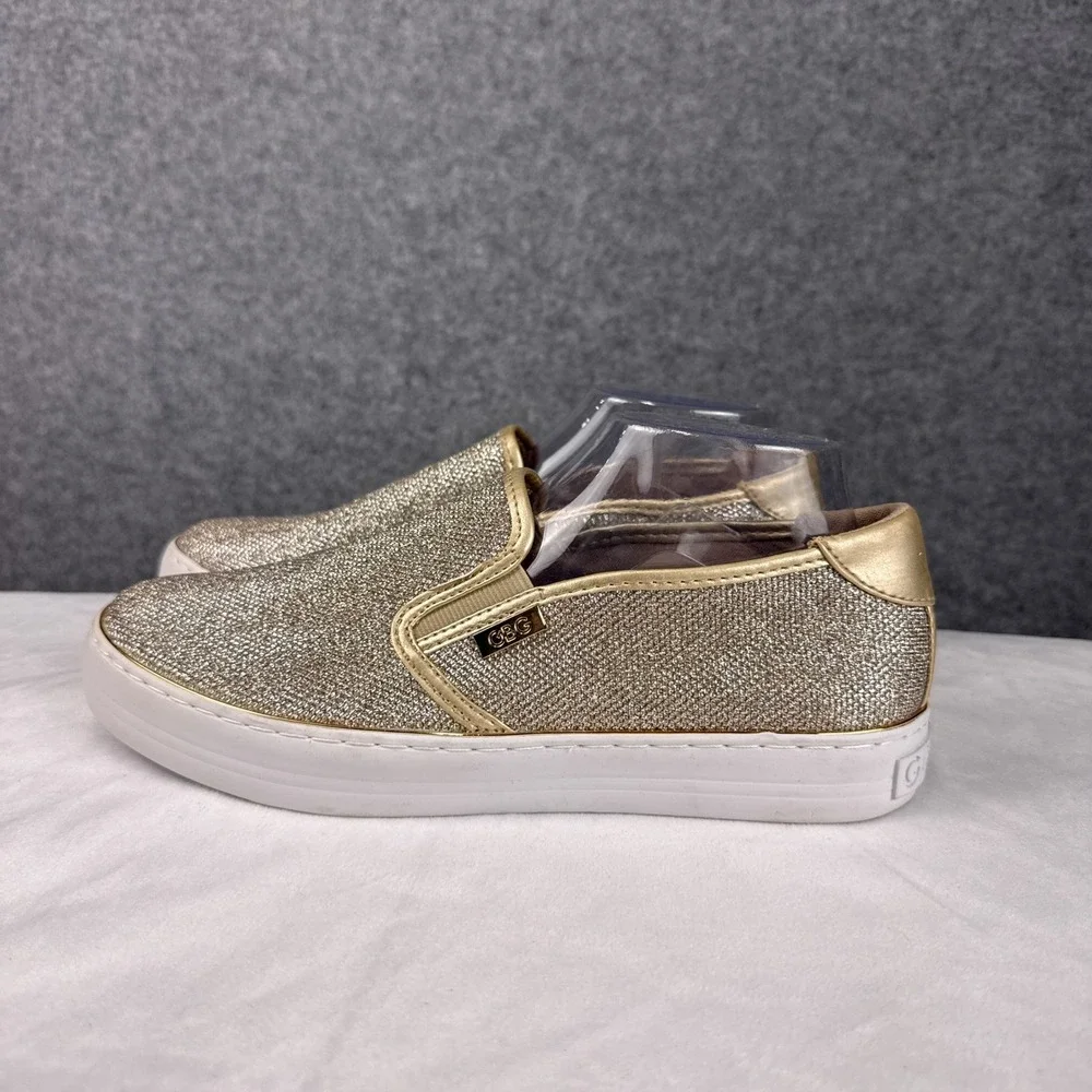 G by GUESS Sneakers GGGREDDA-T Size 10M Gold Glitter Metallic Slip On Shoes
